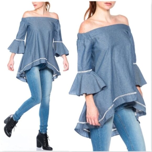 BLUE BELL SLEEVED TOP - Picture 1 of 4